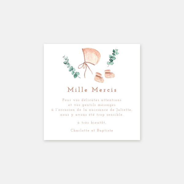 Birth thank you card Watercolor Béguin