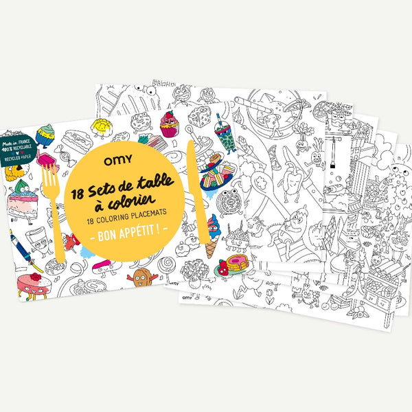 Coloring placemats - Bon appetit