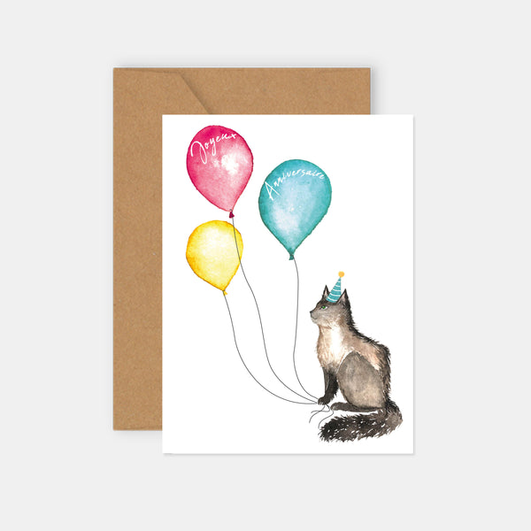 Geburtstagskarte – Aquarell-Katze