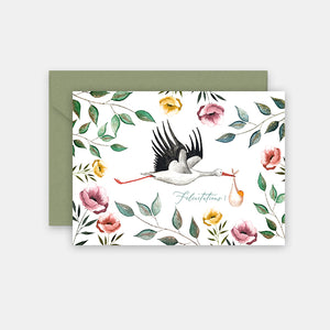Birth Card - Stork blossom