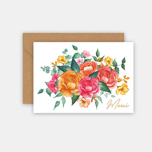 Carte de Remerciements - Fleurs aquarelle