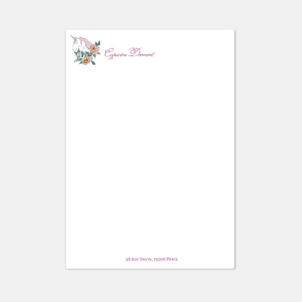 Papier à lettre - A4 Licorne