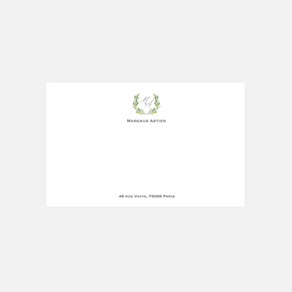 Petite carte de correspondance Monogramme Aquarelle