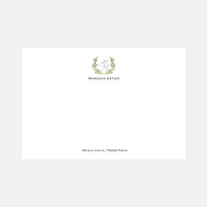 Carte de correspondance monogramme aquarelle