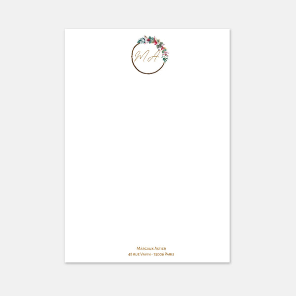 Papier à lettre - A4 Couronne Fleurie