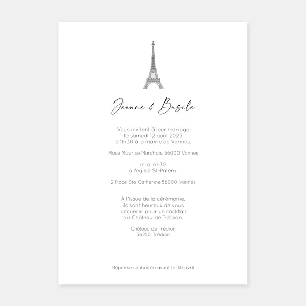 Faire-part de mariage une fenêtre sur les toits de Paris
