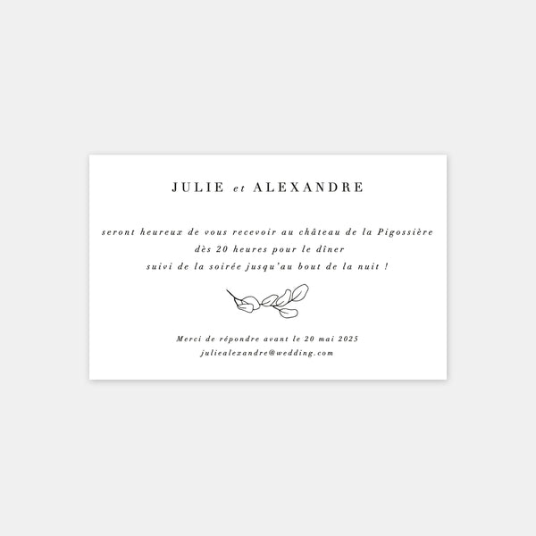 Carton invitation de mariage esquisse nature