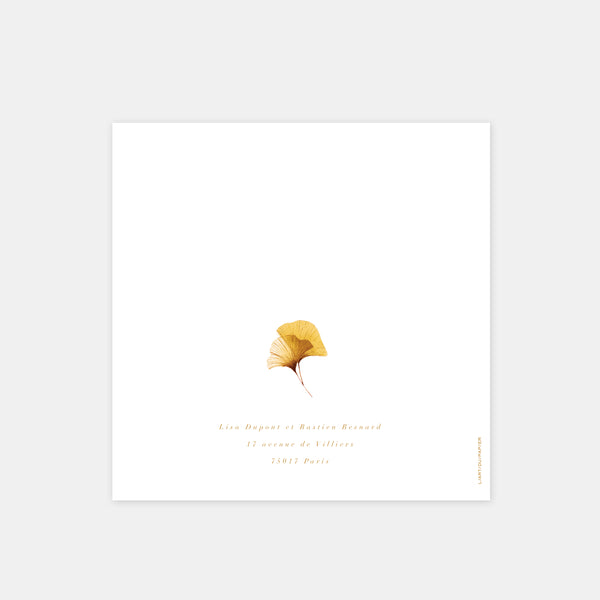 Faire-part de mariage ginkgo biloba aquarelle