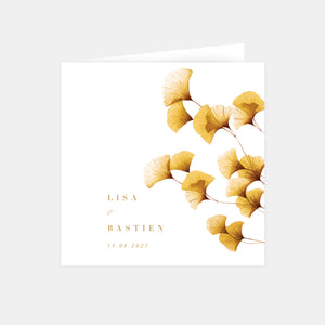 Watercolor ginkgo biloba wedding invitation