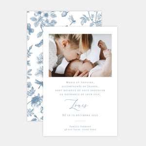 Faire-part de naissance toile de Jouy