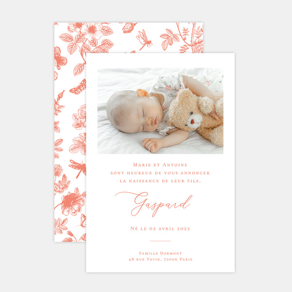 Faire-part de naissance toile de Jouy