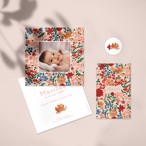 Faire-part de naissance mes premières fleurs