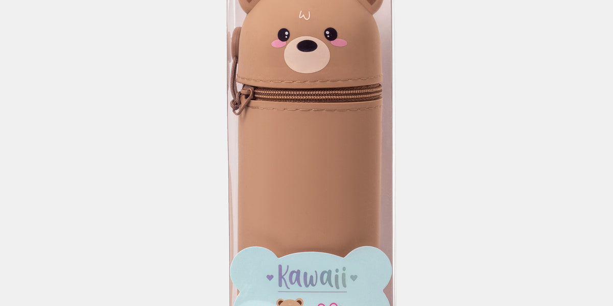 Trousse 2-en-1 En Silicone Souple Avec 8 Stylos Gel Effaçables 0,5 Mm - Design Kawaii Animal (paresseux)