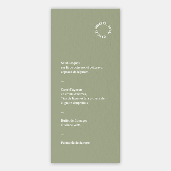 Modernes Kreis-Hochzeitsmenü