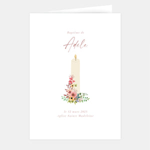 Flowered candle baptism booklet