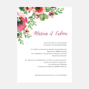 Wedding invitation Flowers Watercolor
