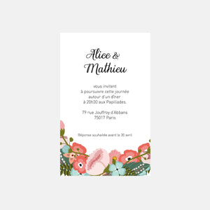 Carton invitation de mariage Couronne Exotique