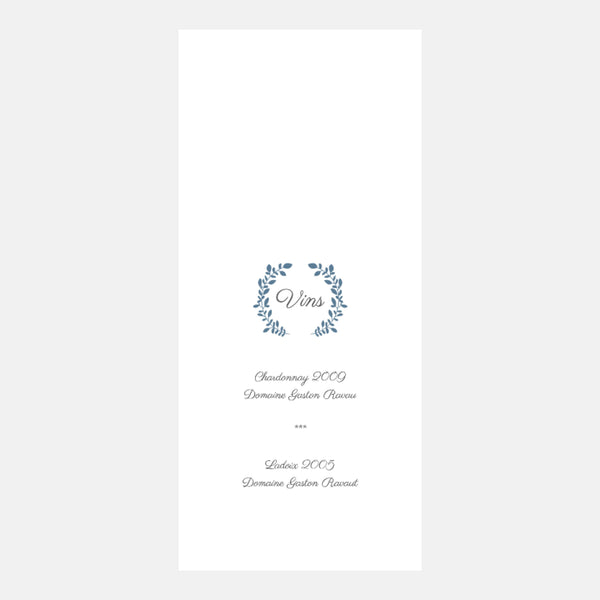 Menu de Mariage Classique Laurier