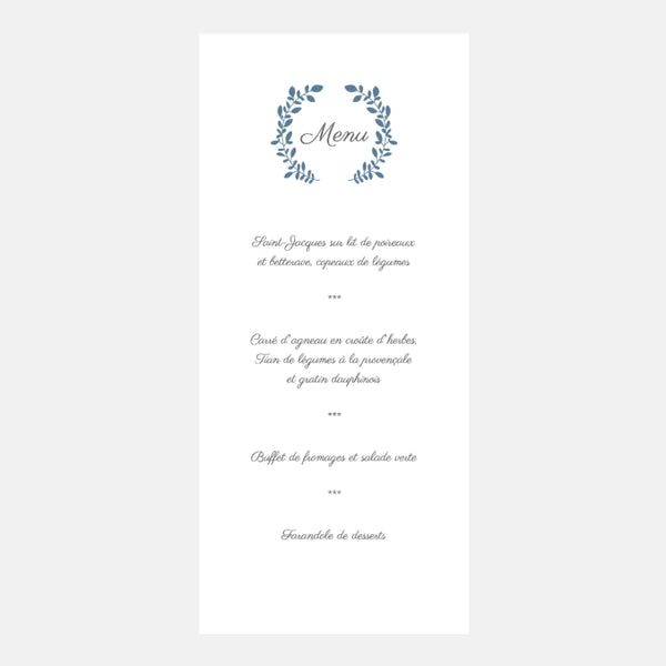 Menu de Mariage Classique Laurier