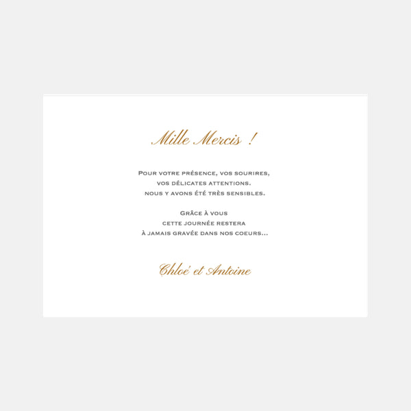 Carton remerciement mariage carré chic