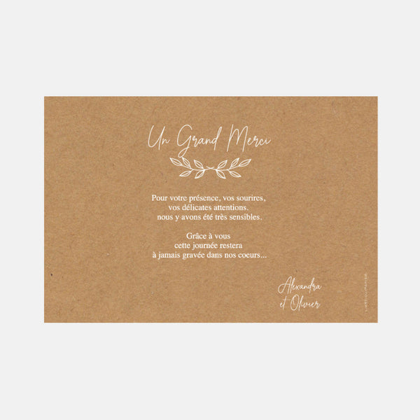 Kraft country wedding thank you card
