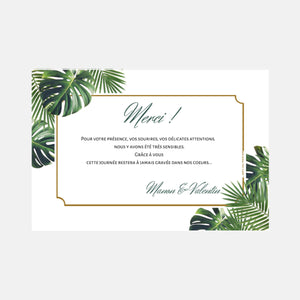 Wedding thank you card with Jungle Tropical photo