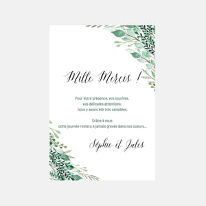 Wedding thank you card with Botanical Plant photo