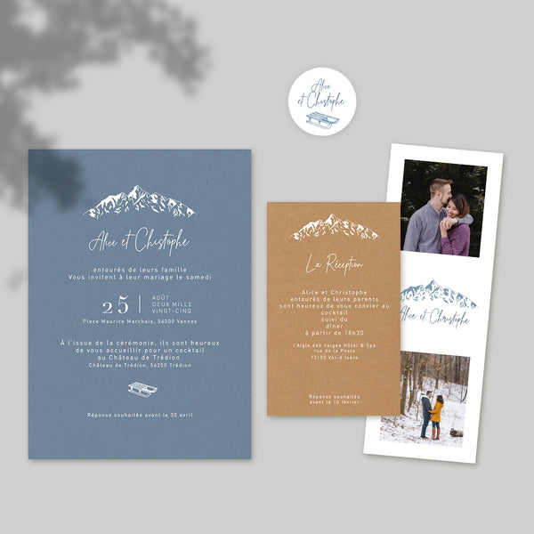 Kraft mountain wedding invitation
