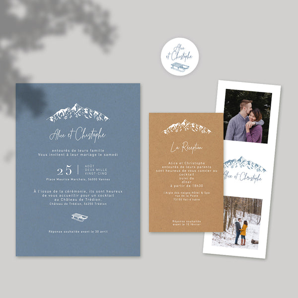 Faire-part de mariage montagne kraft