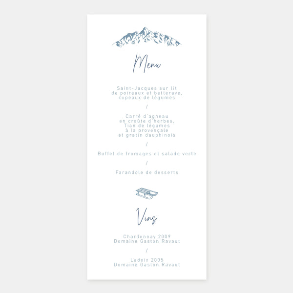 Menu mariage Montagnes