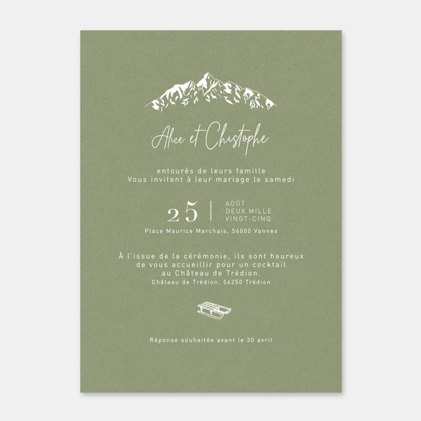 Kraft mountain wedding invitation
