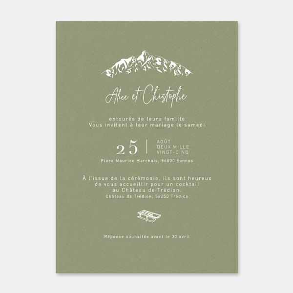Faire-part de mariage montagne kraft