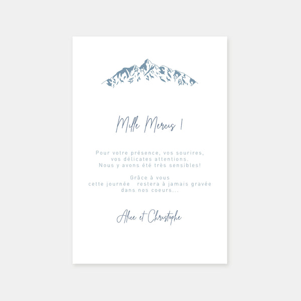 Carton remerciement mariage montagne
