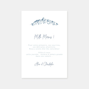 Carton remerciement mariage montagne