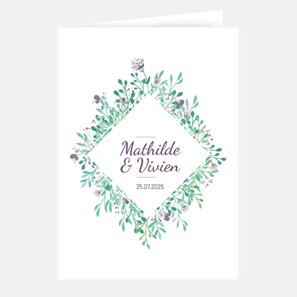 Faire-part de mariage Losange Aquarelle