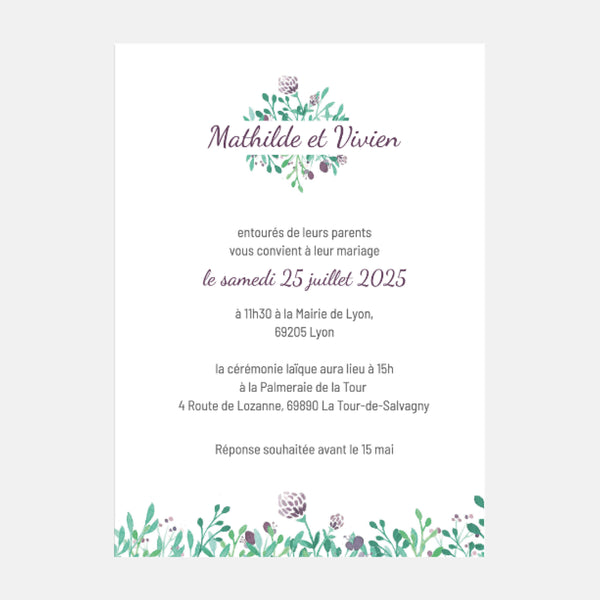 Faire-part de mariage Losange Aquarelle