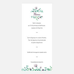 Menu Mariage Losange Aquarelle