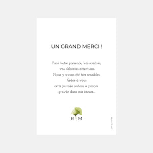 Carton remerciement mariage ginkgo