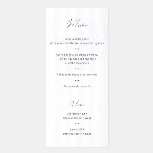 Menu de Mariage couronne végétale