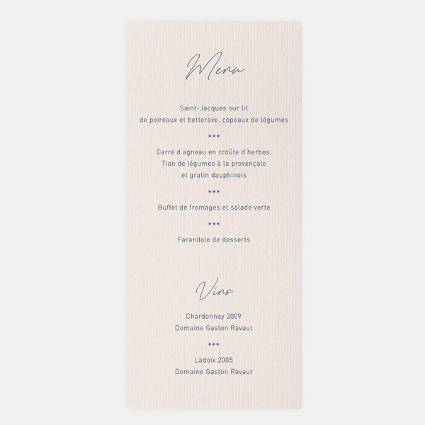 Menu de Mariage couronne végétale