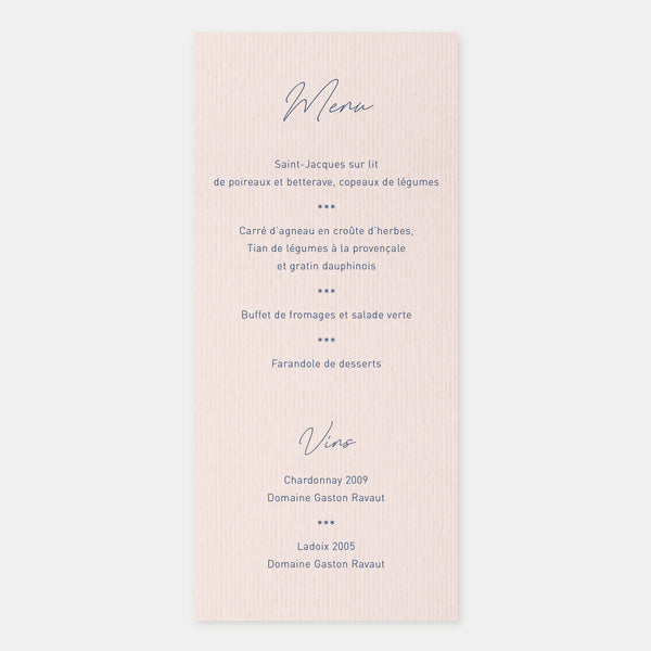 Menu de Mariage couronne végétale
