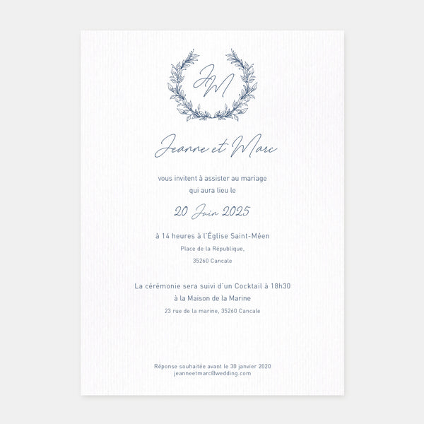 Faire-part de mariage couronne végétale