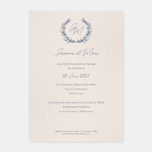 Plant wreath wedding invitation