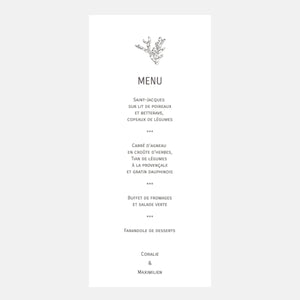 Menu de Mariage Coquillages