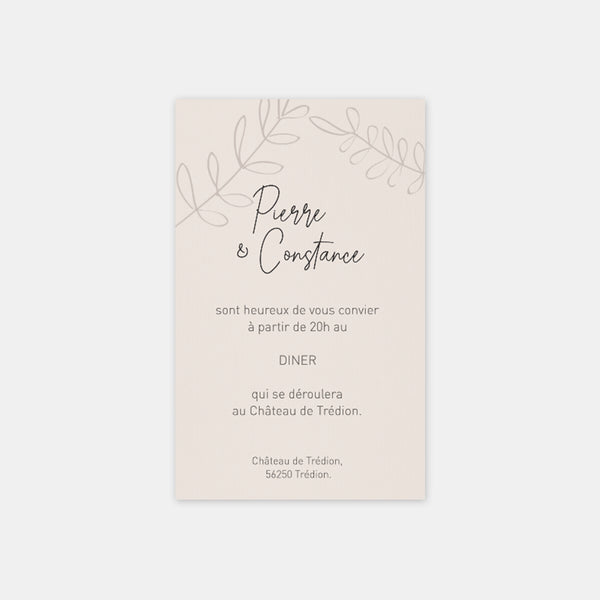 Carton invitation de mariage esquisse feuillage