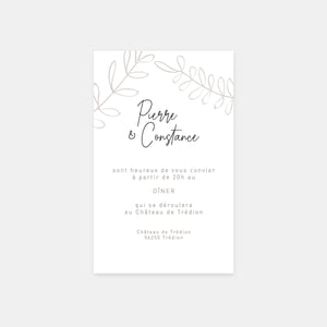 Wedding invitation card foliage sketch