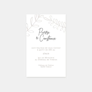 Carton invitation de mariage esquisse feuillage