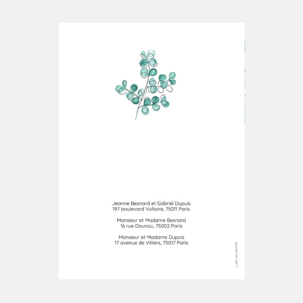 Faire-part de mariage Eucalyptus Aquarelle