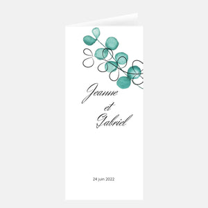 Menu de Mariage Eucalyptus Aquarelle