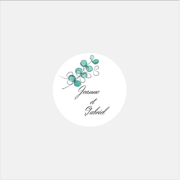 Personalized wedding stickers Eucalyptus Watercolor